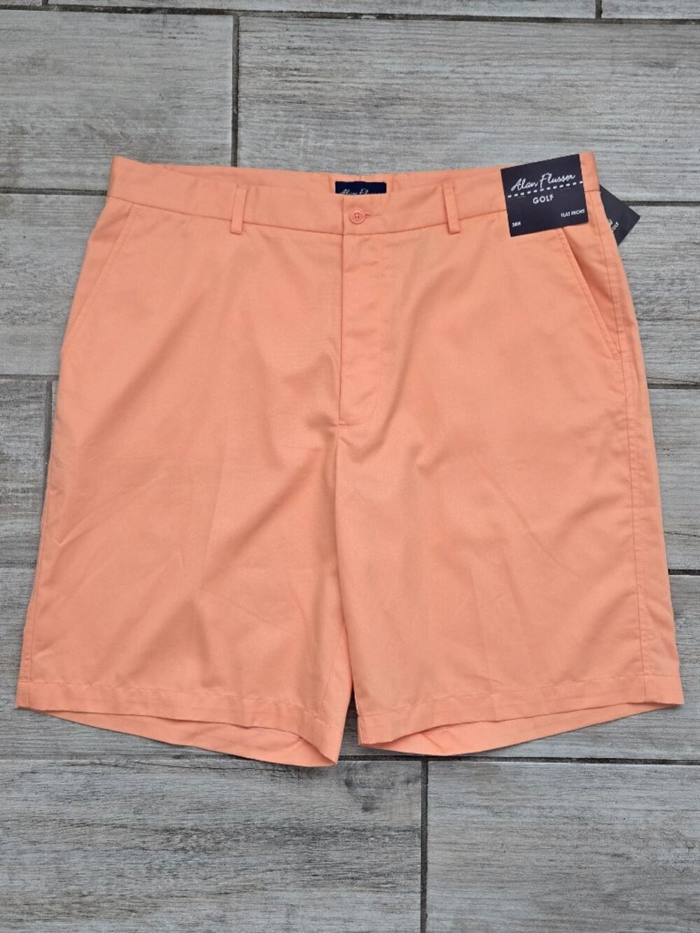NWT Alan Flusser Flat Front Golf Shorts Mens Cantelope Bright Flashy Preppy 38W